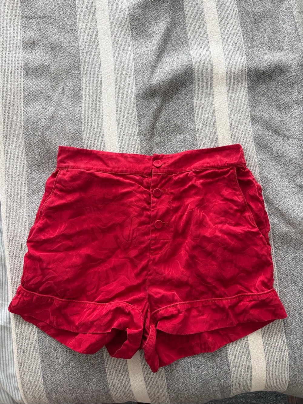 Agent Provocateur Women’s Red High-Waist Silk Shorts